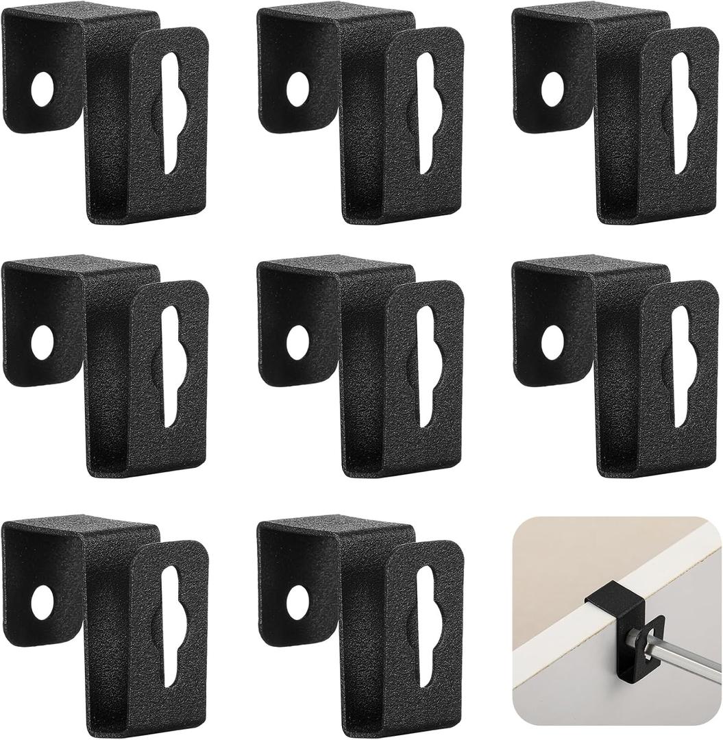Hicarer 8 Pcs Metal Hanging File Bracket Clips Storage Hanging Filing Cabinet Rail Clips Metal Divider Fits 1/2" Drawer Side for File Cabinets Storage (Black)