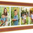 Suede 8x21 Picture Frame Display 4 Opening 5x7 Picture Frames Collage Wall Decor with Mat,Multi Photo Frame for Plexiglass,Wall Decor,1Pack,Brown