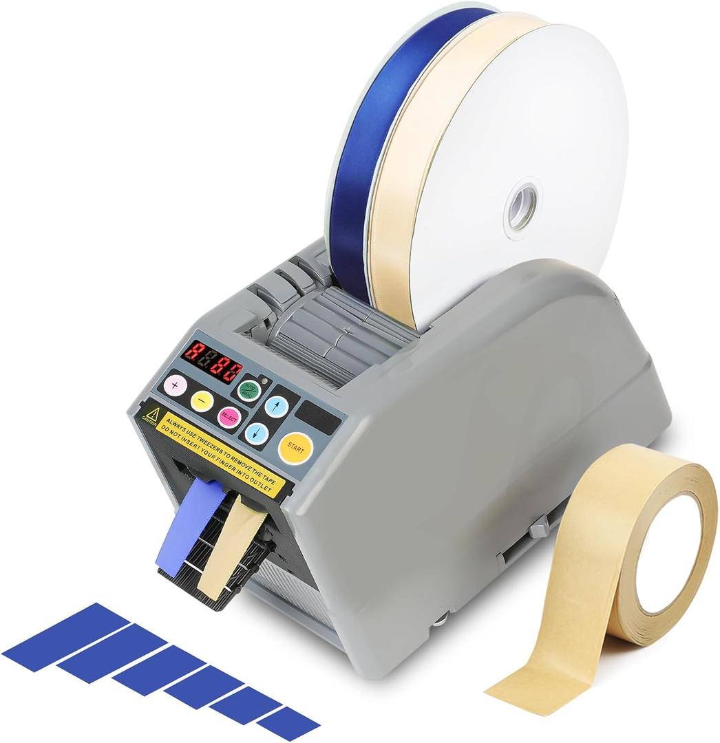 Ribbon Cutting Machine, Lightweight Dual-Tape Electric Dispenser, 39.9 in Max Length & 6 Memory Presets, Portable Auto/Manual Cutter for Warehouses, Gift Shops, Offices, DIY & Home