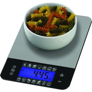SmartHeart Digital Kitchen Food Scale with Calorie & Carb Calculator, Stainless Steel, Tare Function, Unit Conversions: oz/lbs/g/ml, 14 Pre-Set Foods, Large Backlit LCD Display