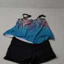 Urchics Womens 2025 Tankini Swimsuits Tummy Control Flowy Swimwear Two Piece Bathing Suits Swim Tank Top with Boyshorts (Large, Green Blue Floral)