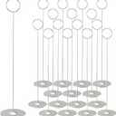 ERYTLLY 16PK Place Card Holders 12 Inch Table Number Holders Table Card Holders Steel Card Holders for Birthdays,Weddings,Photos, Food Signs, Memo Notes, Restaurants (Matte Silver)
