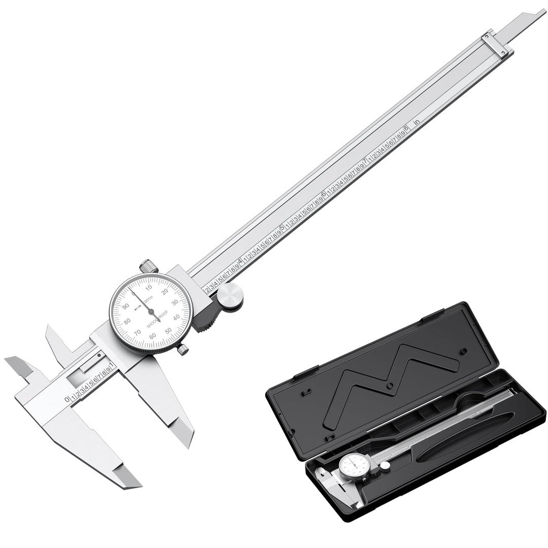 HDLNKAK Dial Caliper Shockproof Dial Caliper Precision Caliper with Watch 0-9" Range, 0.001 Resolution 6 Inch with 0.001" Precision Calipers 4-Way Measurement with Plastic Case