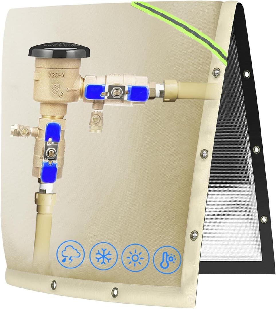 Opening Backflow Preventer Pipe Insulation Cover,Irrigation Sprinkler Valve Cover,Water Well Pump Cover,Sturdy 5-Layers Hydrant Cover for Winter Freeze Protection, Model: 24"W x 24"H