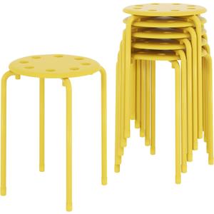 VECELO 6-Piece Stacking Stools, 17.7 Inch Standard Height, Portable Stackable Colorful Decoration Stools for School Classroom and Office Use, Yellow