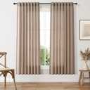 SMABU Oatmeal Boho Linen Curtains 72 Inches Long 2 Panels Set, Light Filtering Semi Sheer Drapes with Back Tab & Rod Pocket, Tassel Decor for Bohemian Farmhouse Living Room, Bedroom, 52x72