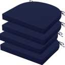 Outdoor Chair Cushions Set of 4, 17 x 16 Inch Patio Chair Cushions for Outdoor Furniture, Water Resistant, Non-Slip Ties (Navy Blue)