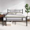 Novilla Queen Bed Frame with Headboard and Footboard, 14 Inch Metal Platform Bed Frame Queen Size, Large Storage Space, Heavy Duty Slats Support, Mattress Foundation No Box Spring Needed (Dark Black)