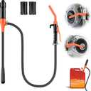Electric Fuel Transfer Pump, 3GPM Portable Fluid Transfer Siphon Pump with Oil Pipeline, Battery Gas Pumps with Adjustable Flow Control Nozzle for Car/RV(Orange)