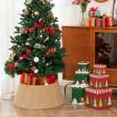 OIAHOMY Christmas Tree Collar, Wicker Holiday Tree Skirt & Stand Base Cover,Paper Rope Christmas Decor, Natural & Snow-24 inch (Large)