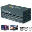 HDMI KVM Switch 4 Computers 2 Monitors,USB3.0 4 Port Dual Monitors Switch for 3 Computers 4 Computers,4k@60HZ,Adaptive EDID,4 in 2 Out KVM Switcher for 4PC/3PC (USB3.0 2 Monitors)