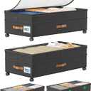 Under Bed Storage with Wheels, 2-Pack 72L XXXL Scalable Under Bed Storage Containers with Transparent Lids, Underbed Storage Organizer Rolling Bins for Shoes Clothes Sheet - Expandable Max