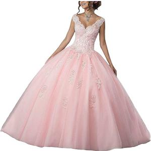 QXMYOO Ball Gown Quinceanera Dresses Sweet 16 Prom Party Princess Dress for Teens (Pink, M)