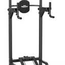 RELIFE REBUILD YOUR LIFE Power Tower Pull Up Bar Station Workout Dip Station for Home Gym Strength Training Fitness Equipment (Black-01)