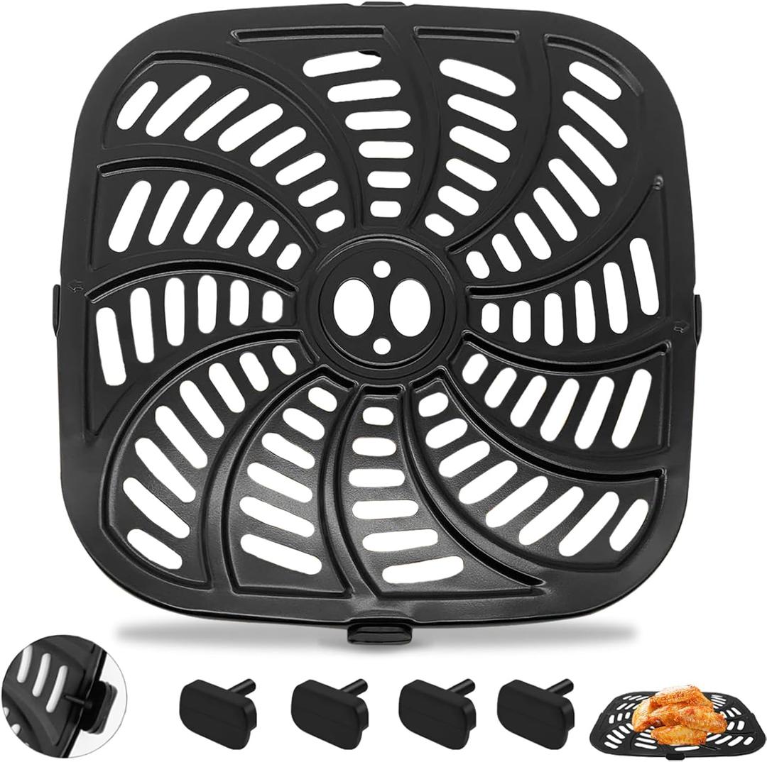 Air Fryer Replacement Tray for Gourmia GAF856 GAF826 Air Fryer, Nonstick 9.8''*9.8'' square Air Fryer Replacement Parts Rack Grill Pan Grill Plate Crisper Plate for Gourmia 8QT Air Fryer