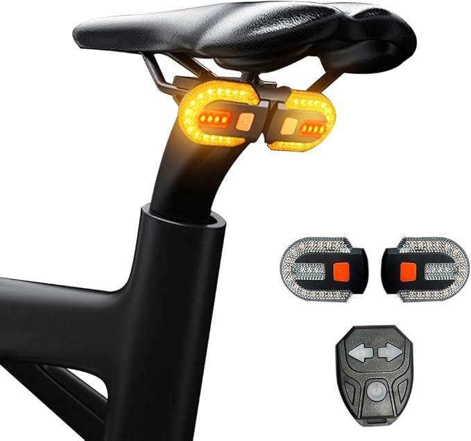 JINKEY Bike Turn Signals,Bright Bicycle Turn Signals Front Back IPX5 Waterproof Wireless Remote Control Rear Bike Light USB Rechargeable LED Bike Flashlight for Mountain Bike,Bicycle,Scooter