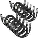 EBXYA XLR Cable 25ft 10 Packs - Premium Balanced Microphone Cable with 3-Pin XLR Male to Female Mic Speaker Cable, Black