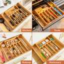 SMIRLY Silverware Drawer Organizer Bamboo Kitchen Drawer Organizer, Adjustable Utensil Holder and Cutlery Tray, Drawer Dividers for Flatware and Kitchen Utensils | Adjustable, Drawer Dividers, Flatware, Kitchen Utensils