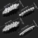 Nogeqi 4PCS Sparkly Rhinestone Hair Clips for Women, Silver Flower Crystal Hair Clips, Metal Alloy Rhinestone Barrettes Accessories for Wedding, Party, Everyday