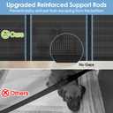 Reinforced Retractable Baby Gates with Support Rods, Extends up to 55 Wide, Retractable Dog Gate for Doorways Prevent Bottom Crawling Through, Mesh Pet Gate for Stairs Indoor Outdoor, Black