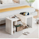 Bamboo Dining Bench Indoor Long Entryway Shoe Rack Benchs,Outdoor Modern Wood Benches 35 Inch Bamboo Bench for Living Room Hallway Bedroom Bathroom White