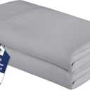 Royale Linens Full Flat Sheet - Ultra Soft Brushed 1800 Microfiber Flat Sheets Only - Wrinkle Free & Stain Resistant - Hotel Quality Top Sheet for Bed (Full, Silver)