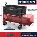 Sekey 500LBS Heavy Duty Double Decker Wagon with Extender, 400L Large Capacity Collapsible Garden Cart Fits 10x10 Canopy, All-Terrain Big Wheels with Brakes, Foldable Utility Wagon for Sports, Camping, Carbon Black