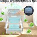 Stainless Steel Litter Box with Lid, Enclosed Metal Litter Box, Extra Large Kitty Litter Pan Covered with Scoop & Pedal, Odor Control, Odor Free, Front & Flip-Top Entry, Black