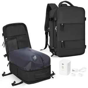 coowoz Vacuum Backpack Travel with Pump,Travel Backpack with Vacuum System For Women Men,Carry On Backpack,Hiking Backpack Waterproof Outdoor Sports Rucksack Casual Daypack,30L(Vacuum pump),Black