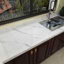 Large White Marble Contact Paper Peel and Stick Marble Wallpaper 48x197 inch Glossy Marble Countertop Vinyl Wrap Waterproof Removable Granite Self-Adhesive Paper for Kitchen Cabinet Bathroom