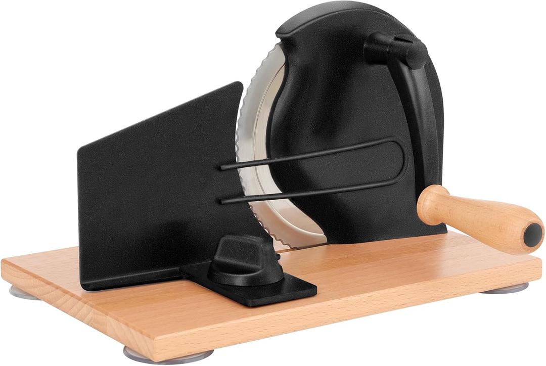 Manual Bread Slicer with Hand Crank- Adjustable Thickness Bread Cutter for Even Slices, Perfect for Homemade Sourdough, Sandwich, and More, Black (Black)