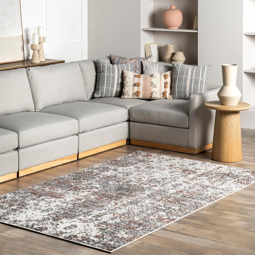 nuLOOM Deedra Modern Abstract Area Rug - 5x8 Area Rug Modern/Contemporary Red/Ivory Rugs for Living Room Bedroom Dining Room Kitchen