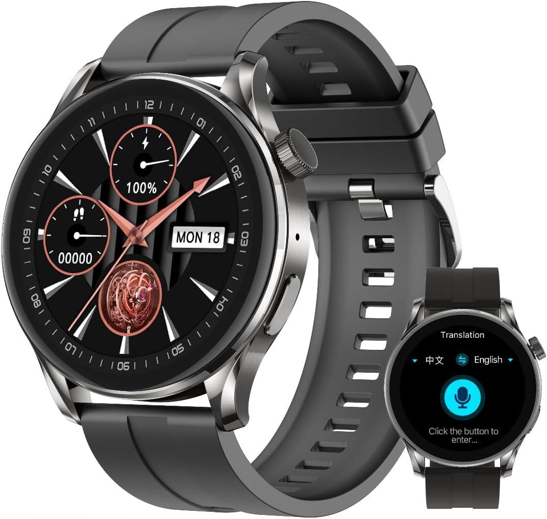 AI Smartwatch, AI Chat, 16-Language Translation, Health and Fitness Tracker, Stylish Zinc Alloy Design, 2025 Edition, Compatible with iOS/Android, Designed for Travel, Business & Fitness