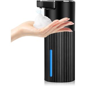 Automatic Soap Dispenser Foaming Touchless: 14oz Plastic - 4 Level Adjustable Wall Mount Foam Rechargeable Electric Auto Smart Black Soap Dispenser - Bathroom Kitchen Hand Dish Lotion