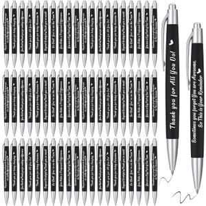 Yeaqee 100 Pcs Motivational Pens Employee Appreciation Gifts Thank You Metal Greeting Quote Ballpoint Pen for Office Worker Teacher Nurse(Black,Positive)