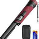 DR.TEK Metal Detector Pinpointer for Adults & Kids, IP68 Fully Waterproof underwater metal detector wand Handheld Pin Pointer with LCD Screen & LED Light, 360High Sensitivity Accuracy Detection, Red
