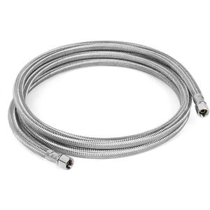 6 FT Refrigerator Water Line, Braided Stainless Steel Ice Maker Hose Connector Water Line with 1/4 Inch Fittings for Refrigerator Ice Maker