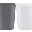 Bathroom Trash Can, 2 Gallon Small Trash Can,Square Trash Bin Wastebasket for Bathroom Bedroom Kitchen Countertop Under Sink (Pack of 2, White+Gray)