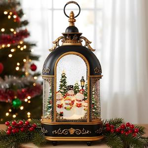 15" Snowman Snow Globe with Music 8 Songs, Auto Timer, USB/Battery Powered, Winter Christmas Decor for Home, Gift for Family