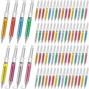 Estune 100 Pcs Syringe Retractable Nurse Pens Novelty Fun Multi Colors Medical Blood Ballpoint Pens Gifts for Nursing Student School Supplies Birthdays Doctor Pretend Party Favors(Classic Style) (Blue,Green,Orange,Pink,Purple,Red,White)