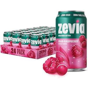 Zevia Zero Sugar Soda, Cran-Raspberry, 12 oz Cans (24-Pack) – Naturally Sweetened, Non-GMO Project Verified, Gluten-Free, Vegan By 06/22/2027