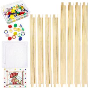 2 x Nyuemystory 8 PCS Needlepoint Stretcher Bars 2 Sizes (6 & 8 Inch) Wooden, Includes 3 PCS Canvas & 1 Box Tacks for Embroidery Cross Stitch Needlework Crafts