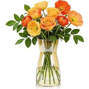 Der Rose 8 inch Amber Glass Vase Brown Vase for Centerpiece Table Decorations Home Desk Wedding Decor