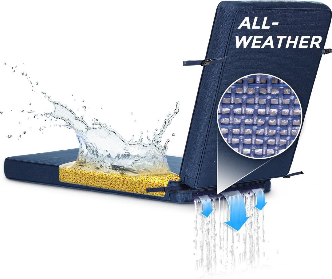 SUNROX All-Weather DryFast Foam Lounge Chair Cushion, FadeShield Water Resistant Chaise Lounge Cushions for Outdoor Patio Furniture with Adjustable Buckle Ties, 80x26 Inch, Navy SUNROX All-Weather DryFast Foam Lounge Chair Cushion, FadeShield Water Resistant Chaise Lounge Cushions for Outdoor Patio Furniture with Adjustable Buckle Ties, 80x26 Inch, Navy