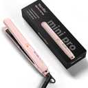 Terviiix Mini Flat Iron Hair Straightener, Adjustable Temperature, Travel-Size, 1/2" Ceramic Plates, Dual Voltage, Auto-Off, Pink