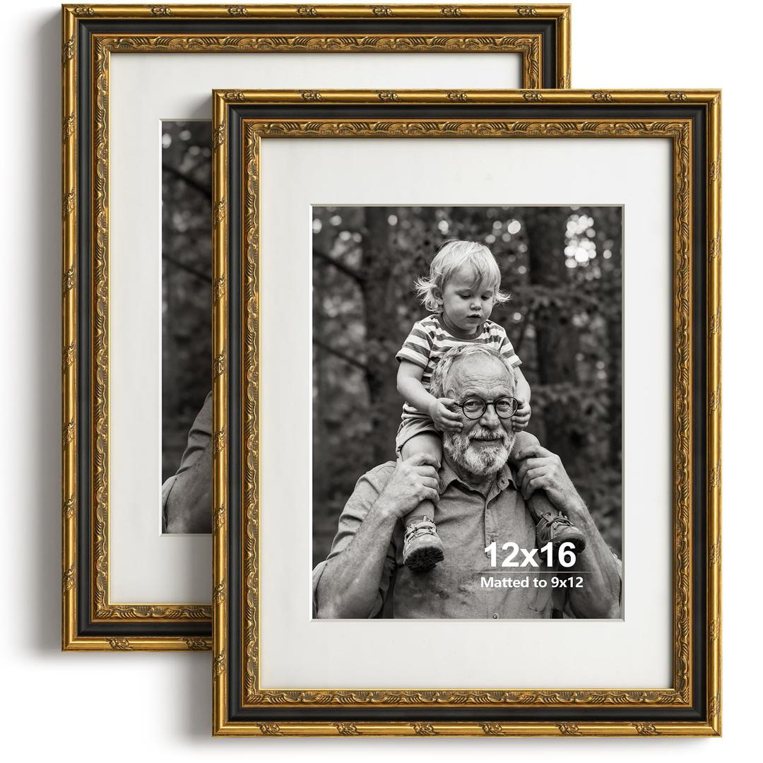 Yaetm 16x20 Gold Picture Frame, Ornate Vintage Frame for Art, Black & Gold