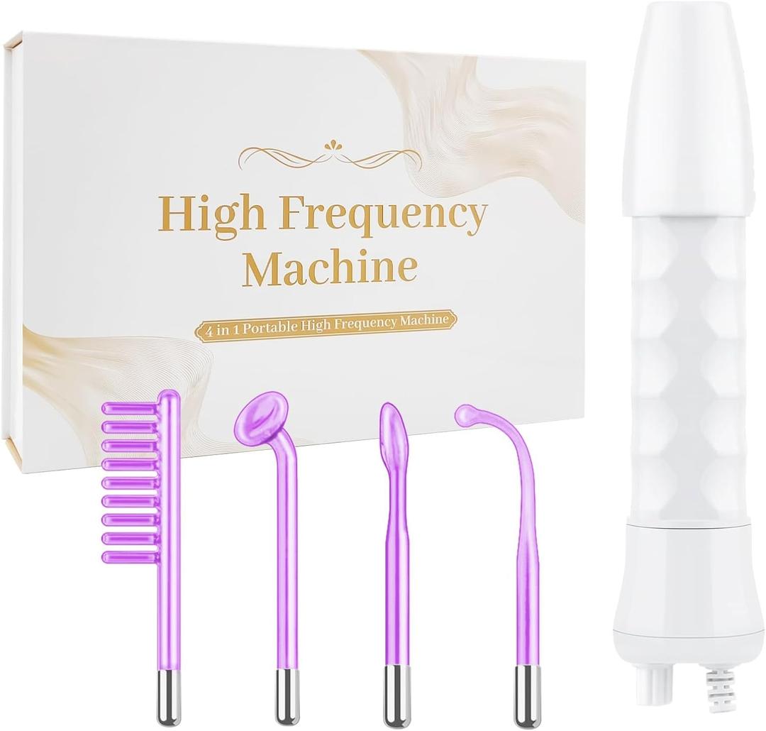 High Frequency Facial Wand,Portable Handheld High-Frequency Facial with 4 Argon Sticks - Violet (4 Violet Tubes)