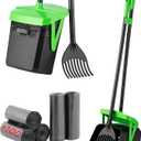 FUSBUNTY Pooper Scooper Swivel Bin & Rake with 100 Waste Bags, Dog Pooper Scooper with Bag Attachment for Large Medium Small Dogs, Poop Scooper with Lid for Lawn Yard Dog Kennel