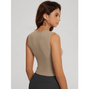 ODODOS Seamless Square Neck Tank for Women Ribbed Soft Sleeveless Longline Crop Tops Size Large