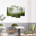 RyounoArt Green Forest Canvas Wall Art Foggy Tree Picture Painting Green Nature Prints for Home Wall Decor Framed Ready to Hang, Large,  Size: 12"x24"x2pcs+12"x32", 2pcs